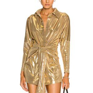 Norma Kamali Tie Front NK Shirt Mini Dress